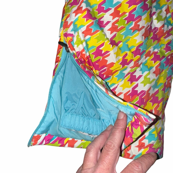 L.L.Bean Kids Houndstooth Ski Pants 10 Multicolor Insulated Snow Pink - Picture 5 of 7